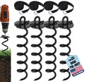 Eurmax USA 4-Pc Pack Spiral Stakes Heavy Duty Anchor Kit Ice Screw Anchor for Trampoline, Tents, tarps, Canopies,car Ports,Dog tie Out and etc Bonus Tie Down Straps 4-Pc Pack (Black)