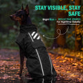 Dog Raincoat, Waterproof Dog Rain Jacket with Hood Black 2XL