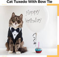 DENTRUN Cat Tuxedo Outfit, Sphynx Cat Costume Formal Suit with Bow Tie, Stylish Cat Shirt Fashion Apparel Fancy Clothes, Kitten Formal Attire Wedding Onesie Costume for Cats Only