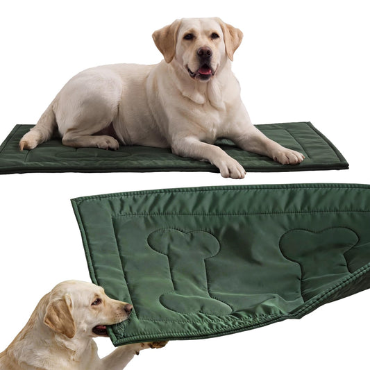 Couzssyhi Chew Proof Dog Crate Pad - Indestructible Durable Dog Bed for Aggressive Chewers, Machine Washable & Waterproof Indoor Outdoor Tough Kennel Pad for Large Dogs (X-Large (28"x47"),Green)