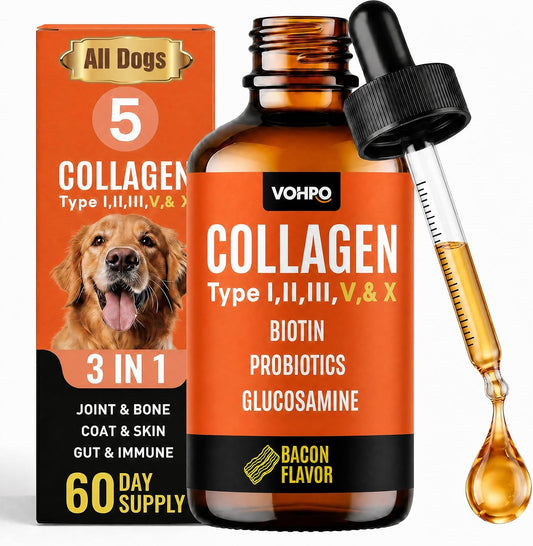Premium 5-Type Grass-Fed Liquid Collagen for Dogs & Cats Supplement - 120ml