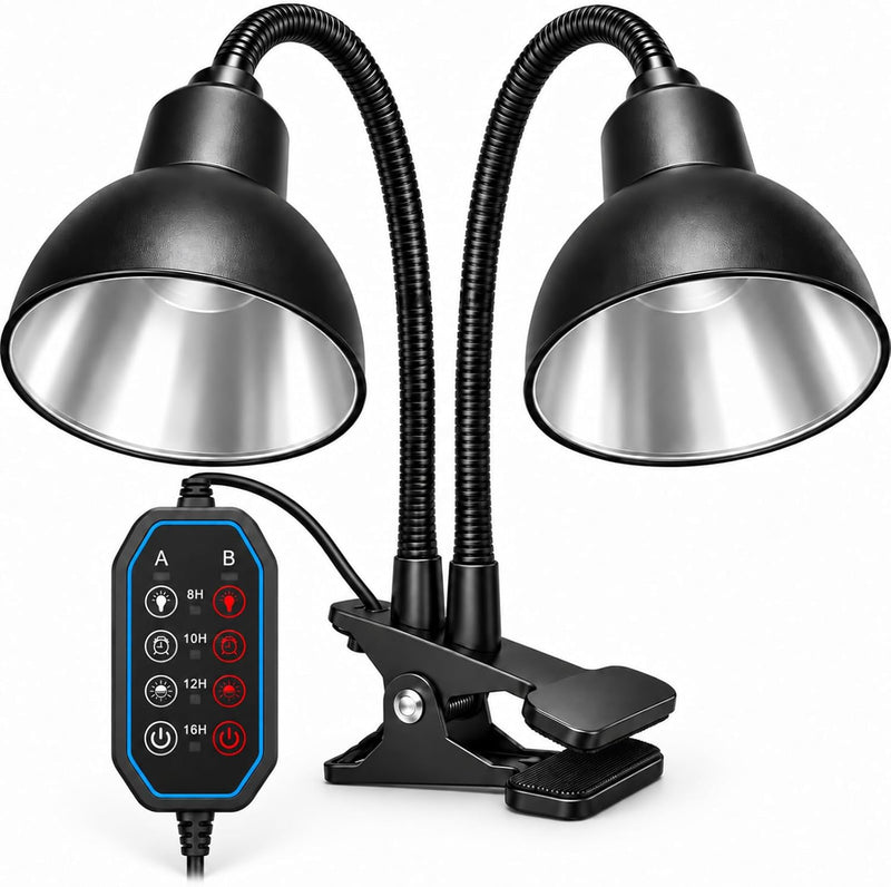 Sunrise & Sunset Reptile Heat Lamp Fixture, Dual Head (Bulb Not Included)