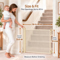 SPACEANY Retractable Safety Baby Gate or Mesh Dog Gate,Durable Portable Mesh Retractable Gate,Easy to Use for Stairs, Doorways, Hallways, Indoor, Outdoor, 33.5" Tall, Up to 45" Wide, Cream