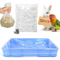 29x19 Inches Disposable Bird Cage Liner Bags, 0.6 Mil 50 Pack Plastic Leak-Proof with Cage Cleaning Brush, for Parrots, Rabbits, Guinea Pigs