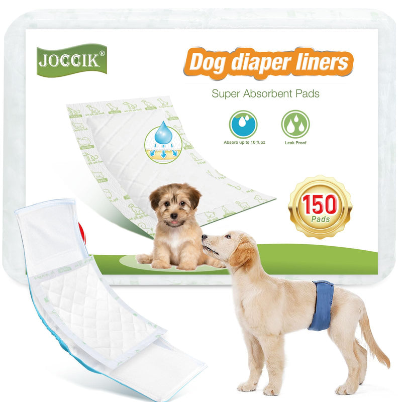 Dog Diaper Liners 150ct Super Soft and Absorbent Dog Diaper Booster Pads for Male Dog Belly Bands or Female Dog Diapers(Regular, 150pcs)