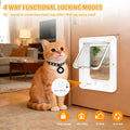 Smart Cat Door with 4 Collar Sensor Key, RFID Cat Door Collar Activated with Remote Control, 4 Way Locking Cat Flap Automatic Pet Door Interior & Exterior(White)