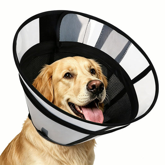 ZuxZuce Upgraded Dog Cone Collar for Dogs After Surgery, Soft Transparent Pet Recovery Collar for Large Medium Small Dogs, Depth Adjustable Dog Cone Collar, Elizabethan Collar (L, Black)