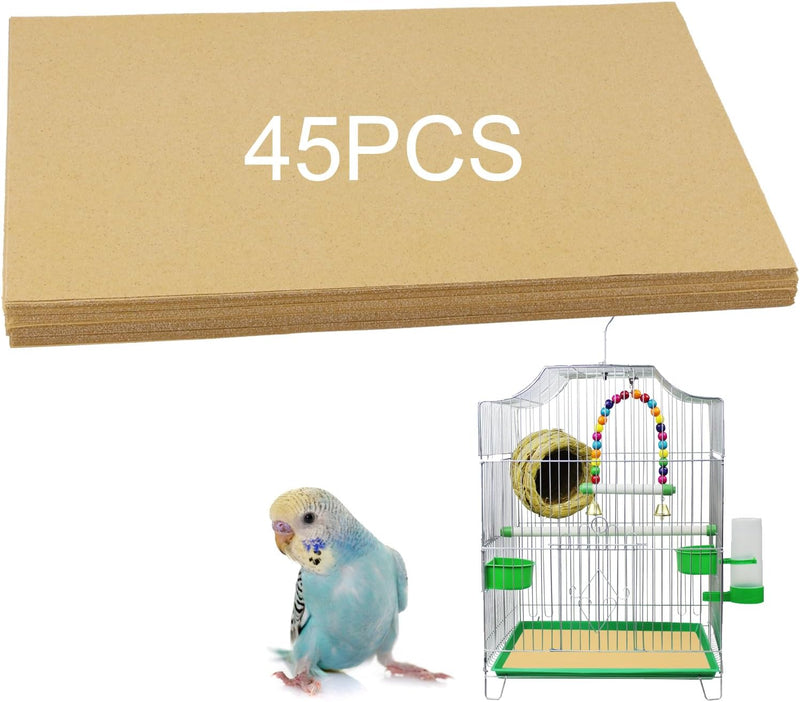45 Pcs Bird cage Liner Paper, 11 x 17 inch Gravel Liner Paper for Bird Cage, Parrot Cage Sandpapers Cushion Pad Birdcage