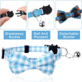 3pcs Bow Tie Cat Collar with Bells, Breakaway Bowtie Plaid Cat Collar, Soft Adjustable Bow Cats Collars for Kitten Puppy and Small Pets