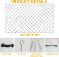 10x13ft Cat Netting Balcony, Steel Wire Reinforced Balcony Screen for Pets - Heavy Duty Cat Balcony Protection Net, Anti-Fall Safety Mesh for Windows, Patio, Stairs & Apartment Balcony