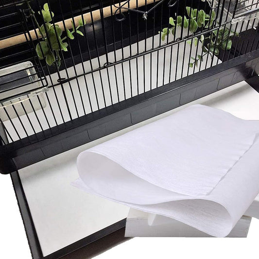 QBLEEV Bird Cage Liner Paper, Extra Large Size Pre Cut Sheets for Birdcages, Precut Absorbent Disposable Non-Woven Cages Cushion Pad Mat Accessories, Square-200 Sheets, 16.5x24.0in