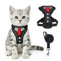 BEAUTYZOO Cat Harness, Escape Proof Cat Harness and Harness Set for Walking, Soft Breathable Vest Harness with 3 Buckles Adjustable,Reflective Easy Control Kitten Harness for Cats (Tie Design),Black S