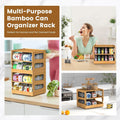 Teamkio Stackable Bamboo Cat Food Organizer, 2-Tier Adjustable FIFO Can Dispenser Space-Saving Storage, Holds Up to 36 Cans - Ideal for Pantry, Cabinet, Countertop