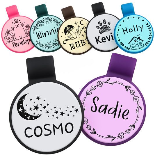Brayhoo Silent Silicone Dog Tags, Custom Engraved Pet ID Tags for Cats and Dogs, Personalized Small Size Cat Tags with Cute Designs (Designs, Small)