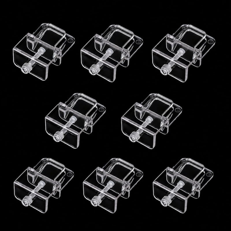 NestBasics Aquarium lid Clips Fish Tank top Cover lid Support Holder Clip for Rimless or Rim Fish Tank (Transparent, 8pc