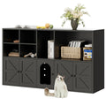 IRONCK Cat Litter Box Enclosure for 2 Cats, Litter Box Furniture Hidden with Double Room and Large Storage Space, Wooden Washroom Furniture, Cat House, Black