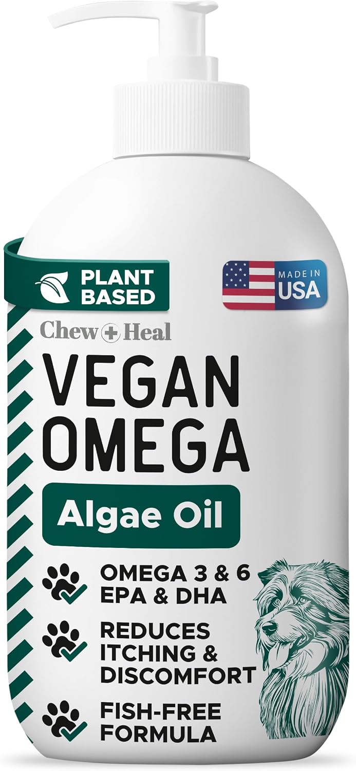 Vegan Omega 3 for Dogs, 8oz - Algae Oil Supplement for Skin and Coat