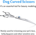 JASON Curved Dog Grooming Scissors - 7" Cats Trimming Shears Right Handed