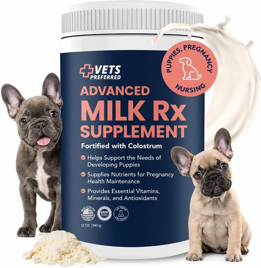 Vets Preferred Puppy Milk Replacement Formula - Dog Milk Replacer Powder Supplement for Pregnant, Lactating, Aging Dogs - Enriched with Colostrum - Nutritious Nursing Formula for Puppies - 12 Oz