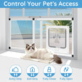 Sliding Cat Door for Window, Fits 32"-37" Width Window, 1-Min Install | Aluminum Frame + HD Glass | Weatherproof Design | Magnetic Closure Window Cat Door Insert, Adjustable Pet Door Window for Cats