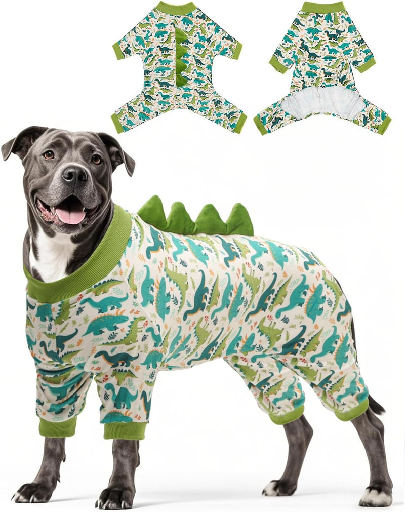 CuteBone Dinosaur Costume Dog Pajamas, Stretchy Spandex Crystal Velvet Sleepwear Coat for Small Dogs, Soft & Warm Pet Ou