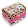 Luciphia 1 Pack 3 Blankets Super Soft Fluffy Premium Fleece Pet Blanket Flannel Throw for Dog Puppy Cat Paw Brown/Pink/White Small(23x16 inch)