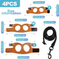 CoguZed 3 Sizes Bearded Dragon Harness and Leash Set, Adjustable Soft Leather Lizard Walking Lead, Reptile Training Leas