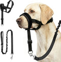 Adjustable Soft Leather Dog Head Collar with Dog Leash, S