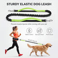 Hands Free Dog Leash 3 Zipper Pounchs with Reflective Strips Poop Bag Dispenser,Waterproof Dog Walking Belt,Dual Handles