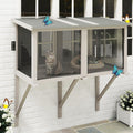 PetsCosset Cat Window Box Catio Outdoor Cat Enclosure for Sunbathing, Napping & Bird Watching, Sturdy Window Perch for Indoor Cats for Apartments, Keeps Insects Out, All-Weather Use, Grey