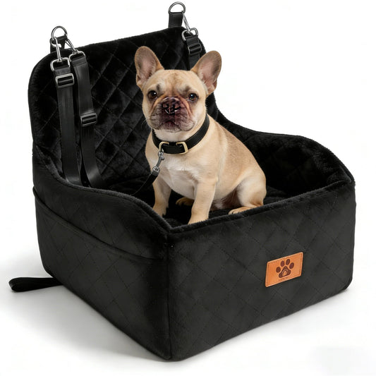 Dog Car Seat for Small/Medium Dogs, Dog Booster Seat with Thick Comfort Foam for Pets Up to 35 lbs, Washable & Detachable Pet Cars Seat with Safety Tether, Storage Pockets,Universal Car Seatbelt Clip