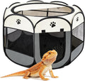 Bearded Dragon Playpen, Foldable Portable Reptile Exercise Pen with Breathable Mesh Top, Indoor Outdoor Small Animal Cag
