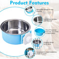 kathson Crate Dog Bowl, Removable Stainless Steel Hanging Pet Kennel Cage Bowl Food & Water Feeder Coop Cup for Puppy, Cat, Rabbit, Guinea Pigs Ferret Bird (2 P