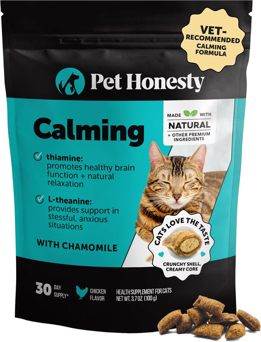 Calming Chews for Cats - Cat Anxiety Relief + Helps Reduce Stress - Behavioral Support & Promotes Relaxation for Travel, Boarding, Vet Visits, Separation Anxiety - Chicken (30-Day Supply)