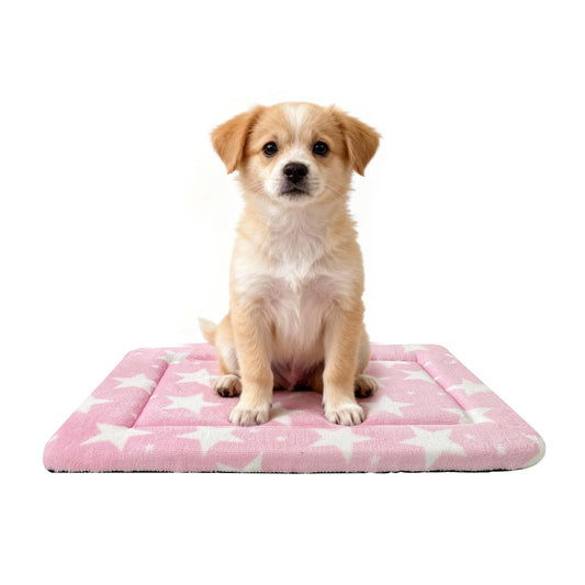 WITTOP Washable Dog Bed Plush Orthopedic Outdoor Crate Mat with Non-Slip Bottom,Luxe Soft Kennel Pad for Pets, Cozy Cage Cushion & Pet Sleeping Mattress Large Sized,Medium,Small Dogs,24 x 18 inch,Pink