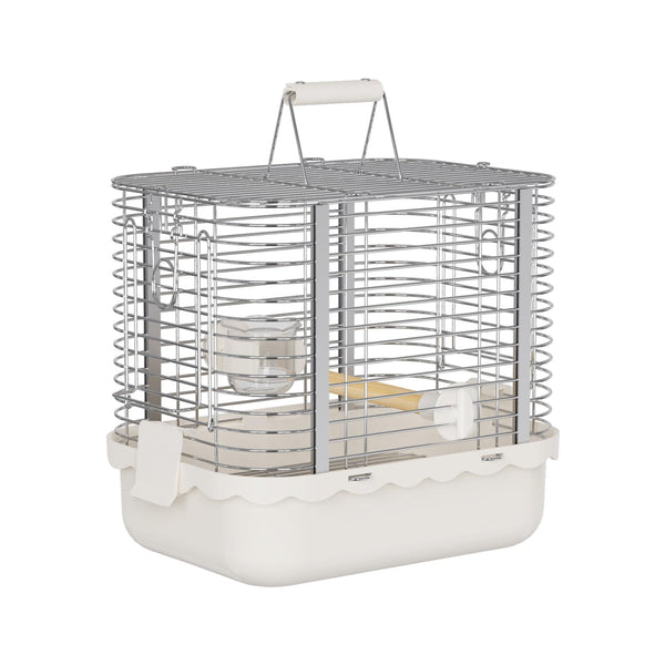 YOOSO WING Bird Carrier Travel Cage, Durable Portable Stainless Steel Birdcage with Bird Perch & Feeding Bowl for Parrots Canaries Budgies Lovebirds Conures Cockatiels (Small White)