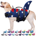 Bess Bridal Dog Life Jacket - Shark Life Vest for Swimming Boating - Reflective Lifejacket Swimsuit for Small Medium Large Dogs - High Buoyancy Lifesaver Preserver with Rescue Handle, USA Flag XL