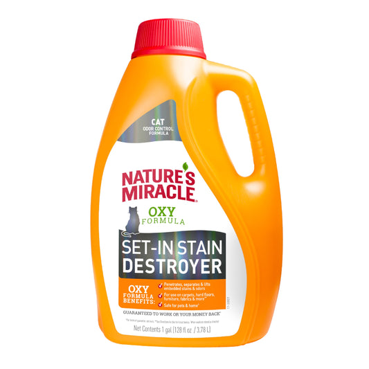 Nature’s Miracle Set-In Stain Destroyer, 1 Gallon, For Cat Messes, Oxy Formula With Orange Scent