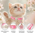 Babole Pet 2 Pack Pink Cat Collars - Spring Summer Breakaway Cat Collar with Bell, Bow and Flower Pendant, Adjustable Kitten Collars for Girl Cats, Cute Pink Plaid &Bow