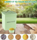 Bird Seed Storage Container Airtight,5~6LB Metal Bird Food Container with Scoop,Wild Bird Seed Tin for Storing Sunflower