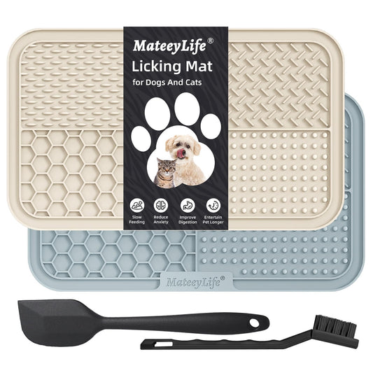 MateeyLife 2PCS Large Lick Mat for Dogs with Suction Cups, Slow Feeder Bowls, Cat Lick Mat for Anxiety Relief, Dog Toys to Keep Them Busy, Enrichment Toys for Bathing, Cat Licking Pad for Boredom