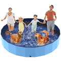 PETOCAT 97" Foldable Dog Pool Kiddie Swimming Pool, Plastic Non-Slip Hard Shell Kids Wading Pool, Large Portable Collapsible Pet Puppy Bathing Tub, Heavy Duty - Family Size, 8 ft x 16 inch.D - 5XL