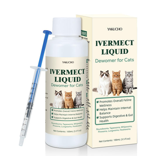Yakucho lvermect for Cat, Dewomax Liquid Digestive Support, Broad Spectrum Gut Balance Formula for Kittens & Adult Cats – Supports Internal Cleanse & Natural Wellness – 3.5 oz (100ml)