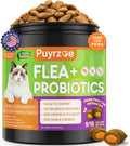Puyrzoe Natural Flea and Tick Prevention for Cats, Itch Relief, Skin & Coat Support, 500 Chews with 6-Strain Probiotics, Gut & Immune Health, Flea Treatment for Cats, Chicken Flavor, All Breeds & Ages