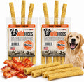 Premium Bacon Flavor Beef Hide Dog Chews – Rawhide Alternative Chews for Dogs, Easy-to-Digest 6” Sticks, Grain-Free Long