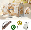 Natural Wooden Hamster Tunnels,Birch Wood Hamster Tube Guinea Pig Hollow Tree Hole Chew Toy Hideout Climbing Pet Cage Ac
