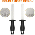 ZENFUN Hoof Knife with Sharpener, Double Edged Hoof Trimming Knife with Wooden Handle & 400/1000 Diamond Grit Rod, 8 Inc