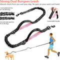 Uppetly Hands Free Dog Running Leash with Waist Belt, Dual Handle Elastic Bungees Retractable Rope for Medium and Large 