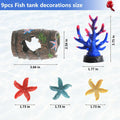 9Pcs Tank Accessories for Beta Fish,Small Fish Tank Decorations, Beta Fish Tank Starter Kit
