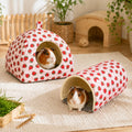 Guinea Pig Hideout Tunnel Set, 2 Pack Washable Small Animal Bed with Removable Cushion, Hamster Hideout Play Tunnel Toys